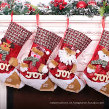 Lada de Navidad Bordado Bordado de la navidad Regalos Bolsa colgante Santa Claus Calcetines de navidad Colgante
